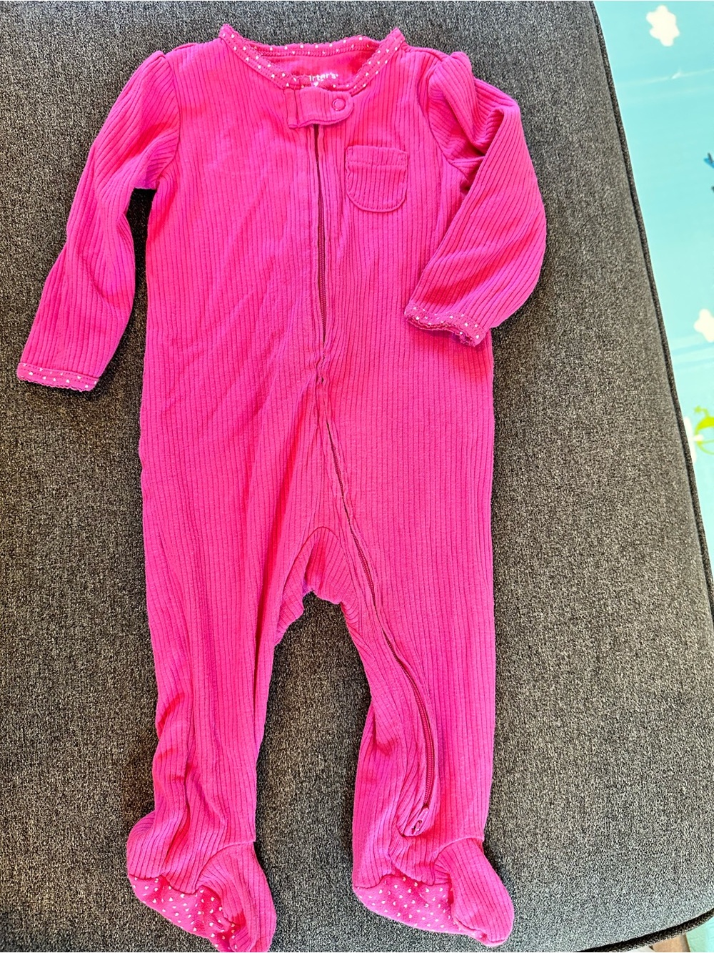 🤑EU Carter's Hot Pink Thermal Sleep & Play Footed Romper🤑